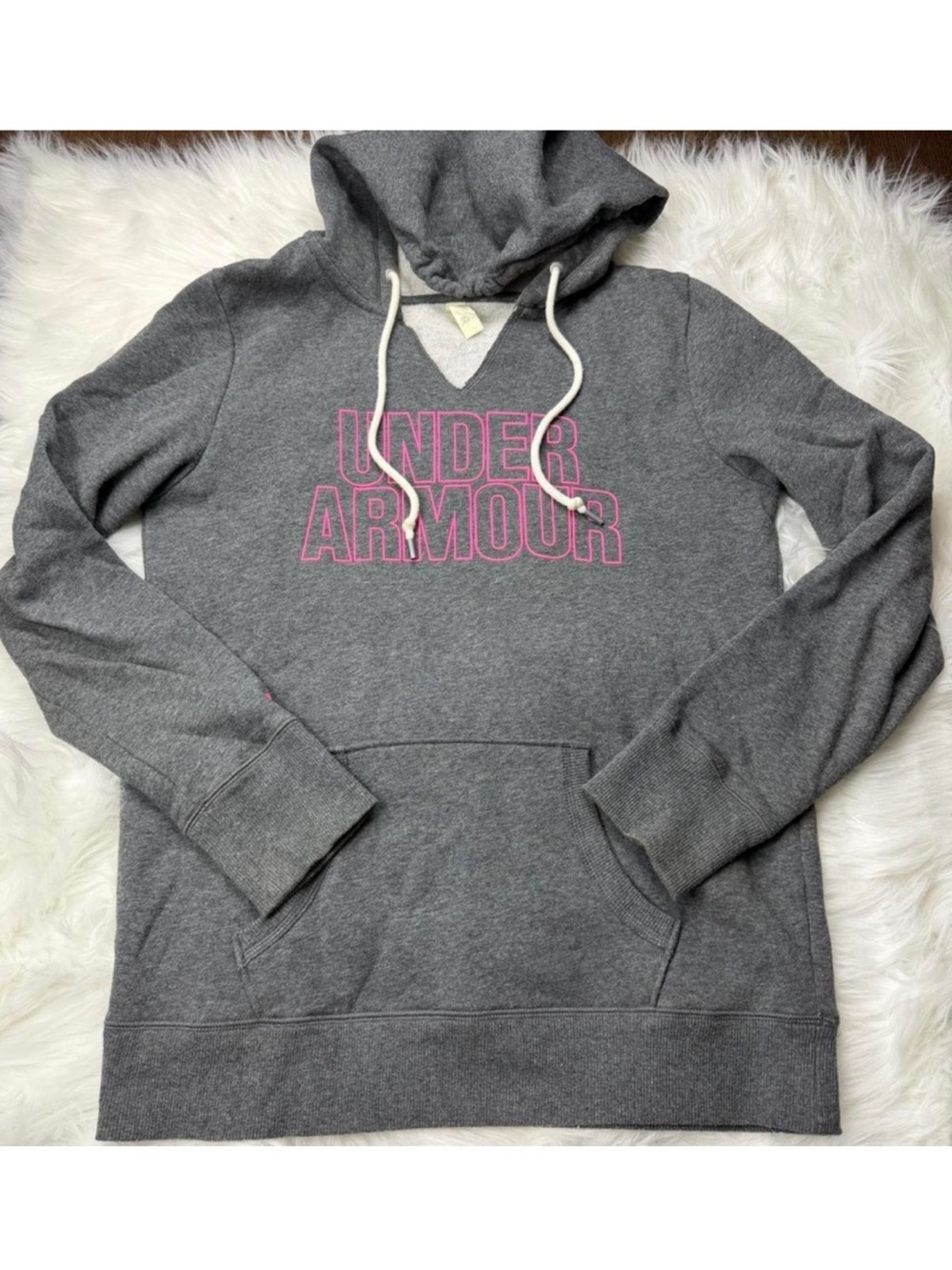Under Armour Charcoal Hoodie with Pink Accents